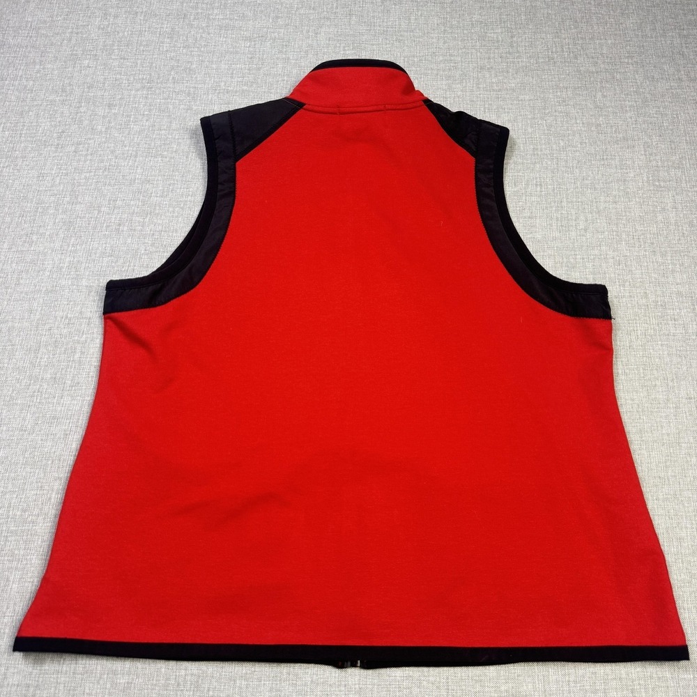 Lauren Ralph Lauren Vest Womens XL Red Collared Full Zip Pockets Cotton Blend - Picture 9 of 10